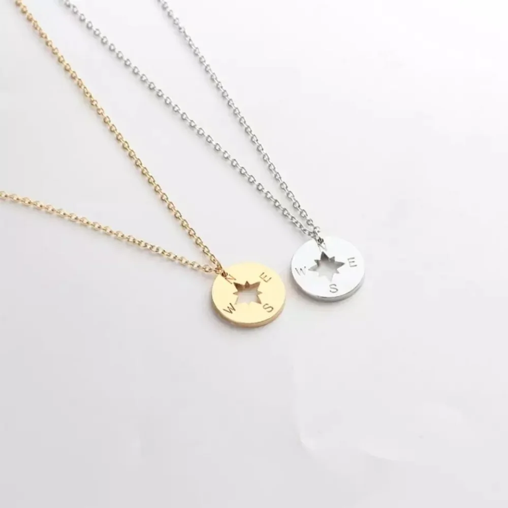 NEW‎ Gold Compass Charm Necklace